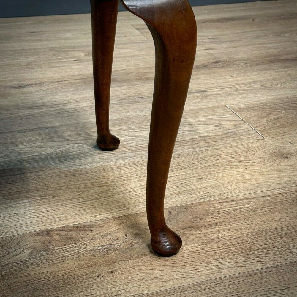 Attractive Vintage Mahogany Queen Anne, Newly Upholstered Stool photo 200.0
