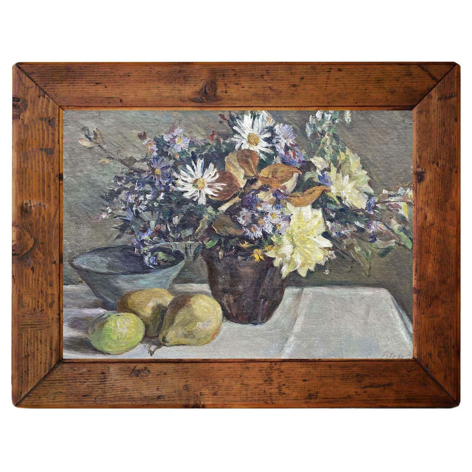 Vase Of Flowers With Fruit Oil Painting   Fitger Hermann