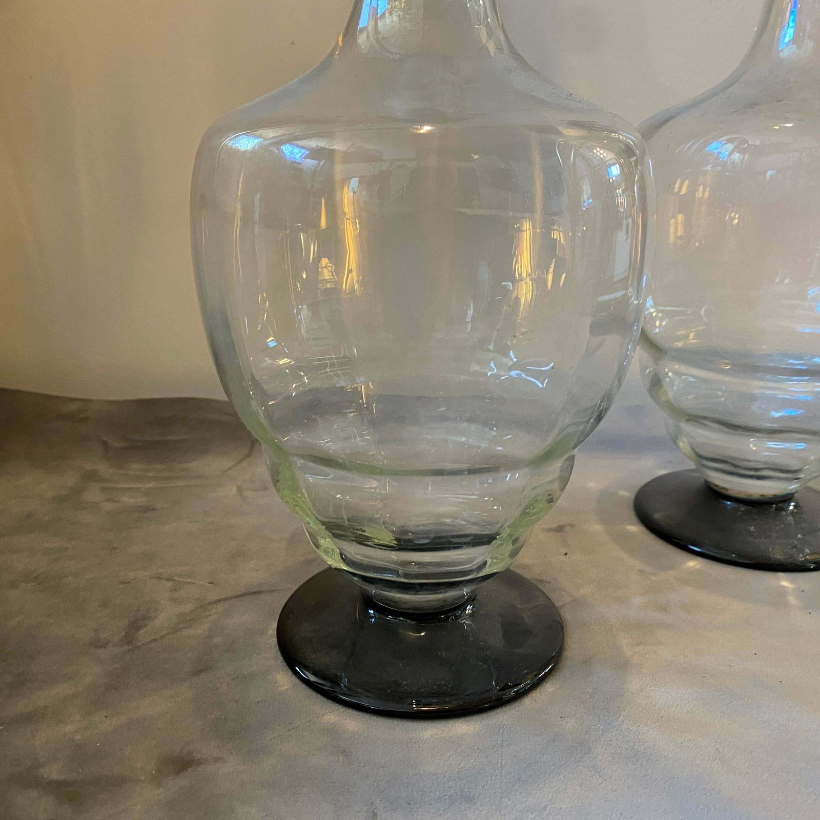 Home Decor 1930s Napoleone Martinuzzi Style Set Of Two Art Deco Murano Glass Bottles photo