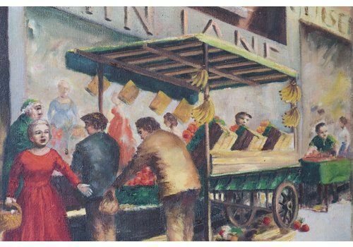 'Market Day' – Brits Straattoneel – Olieverf Op Doek photo for sale