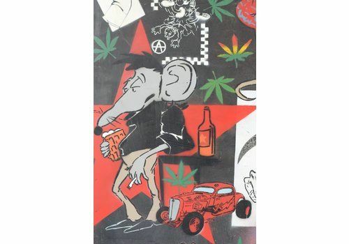 Street Art With Graffiti Design On Metal Board photo vinterior