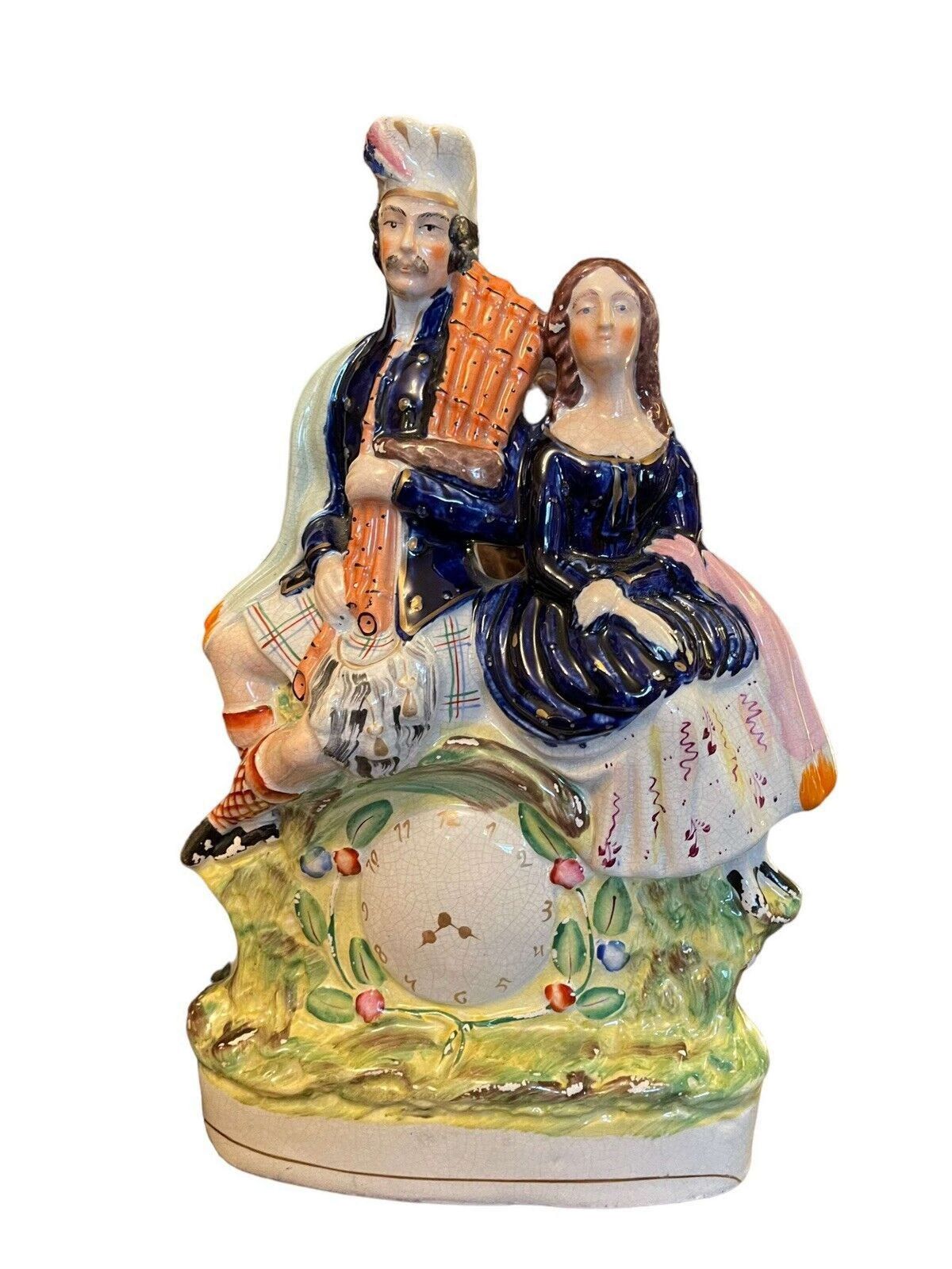 Staffordshire Scottish Wedding Clock Figure photo furniture