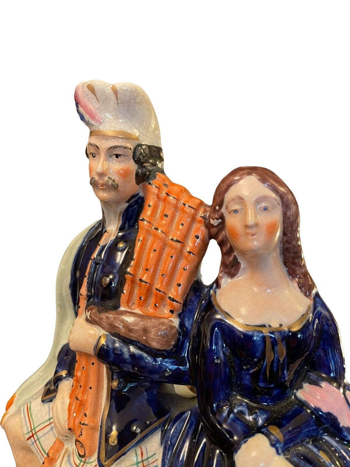 Staffordshire Scottish Wedding Clock Figure photo vinterior