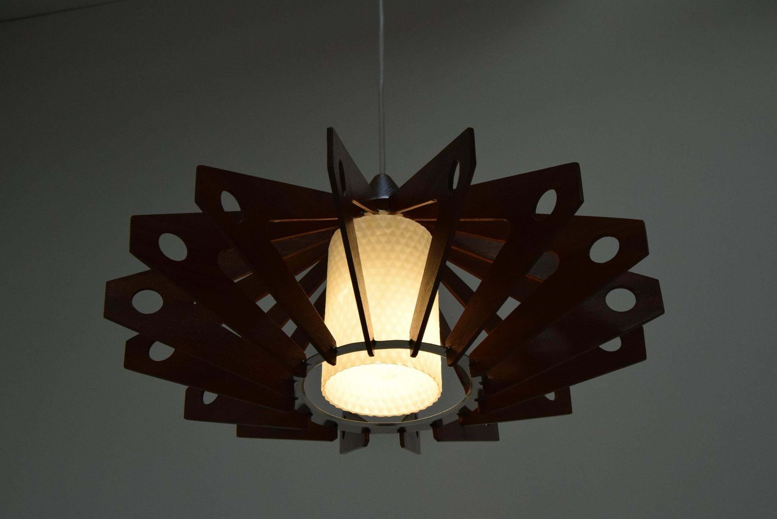photo buy Mid Century Wood Pendant/Drevo Humpolec,Czechoslovakia,1970's.