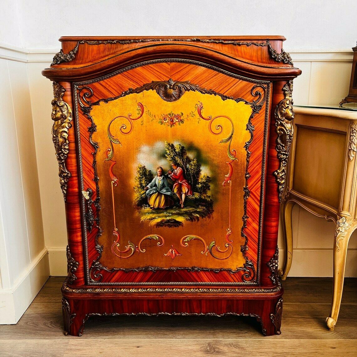 Exquisite Vintage Hand Painted Cabinet French Louis XV Style photo furniture