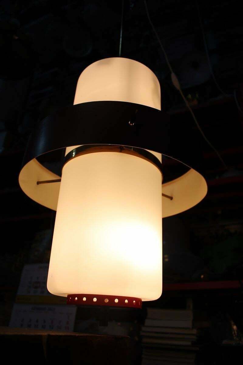 Rare Mid Century Esperia Angelo Brotto Chandelier Brass Red White Murano Glass photo buy