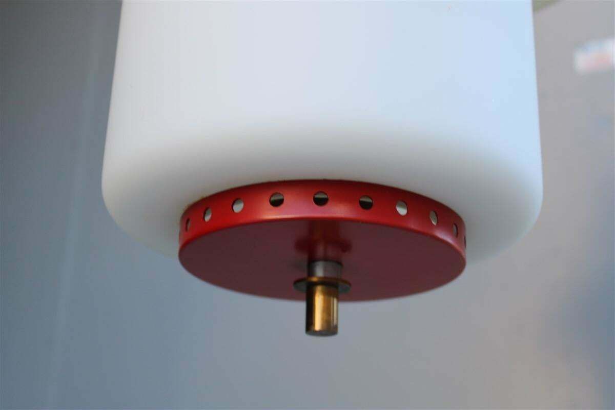 4828.0 Rare Mid Century Esperia Angelo Brotto Chandelier Brass Red White Murano Glass photo