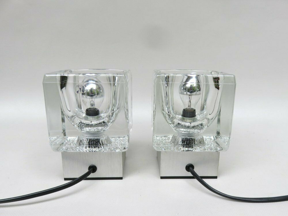 Small Space Age Table Lights In Aluminum And Glass From Peill & Putzler, 1970s, Set Of 2 photo for sale