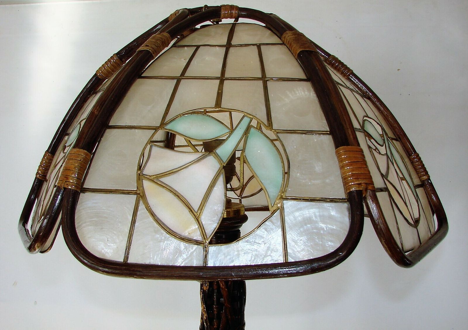Floor Lamp In Rattan , 1950s. photo vintage