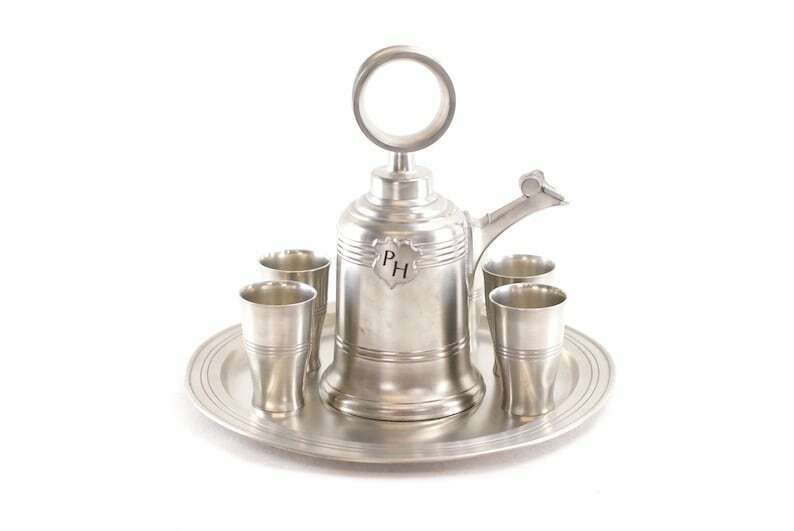 Pewter Serving Set   Bar Cart Set   Heavy Pewter Drinks Set With A Tray, Six Cups And A Wine Jug photo furniture