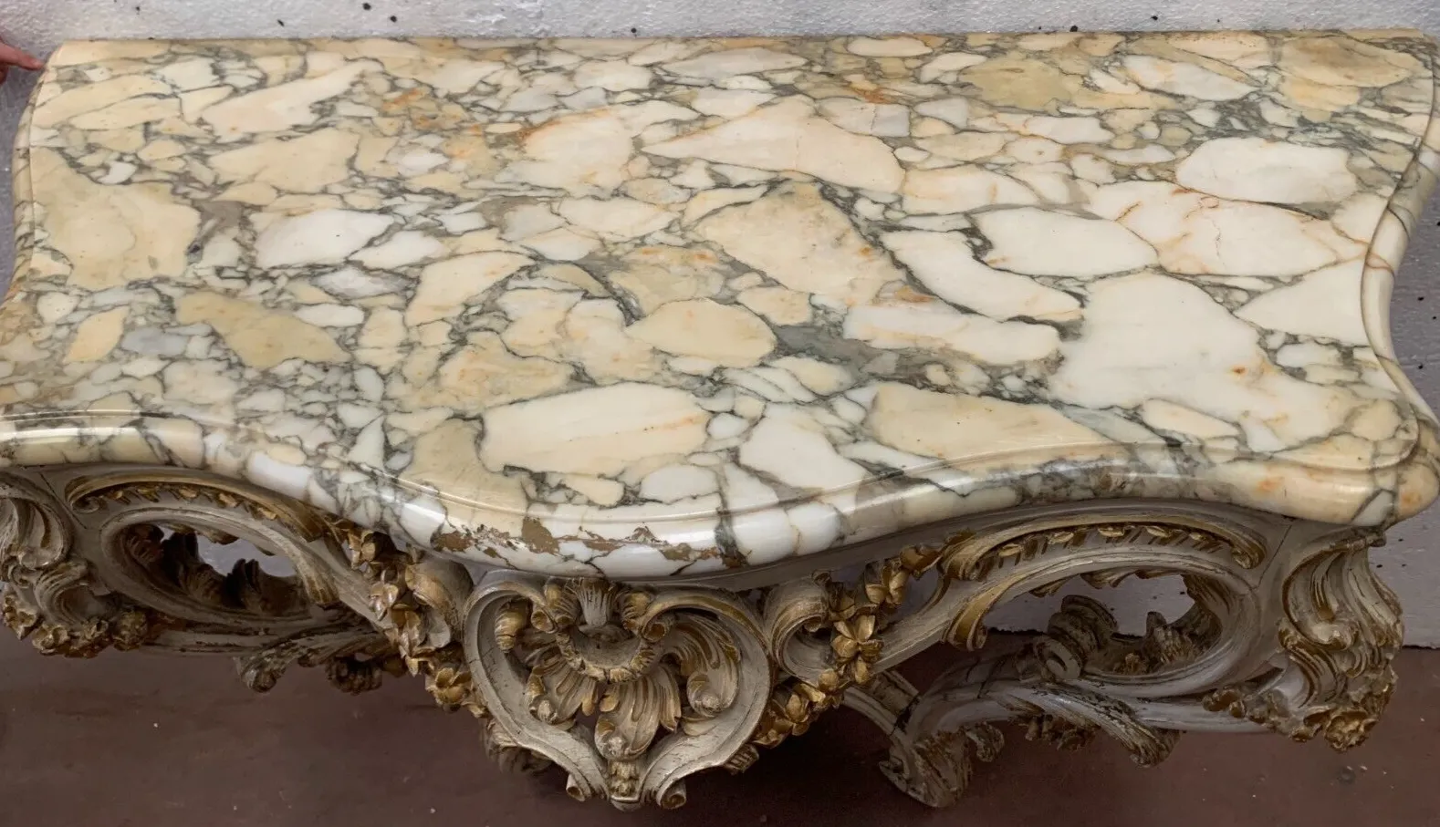 Console Carved In Louis XV Style In Painted And Gilded Wood 20th Century photo vinterior