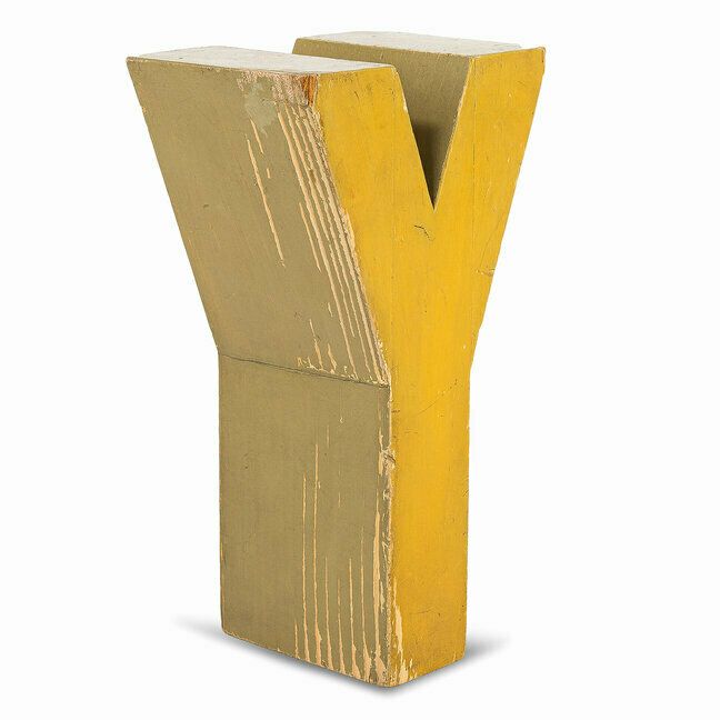 Wooden Letter "Y", 1990s, Vintage photo Home Decor