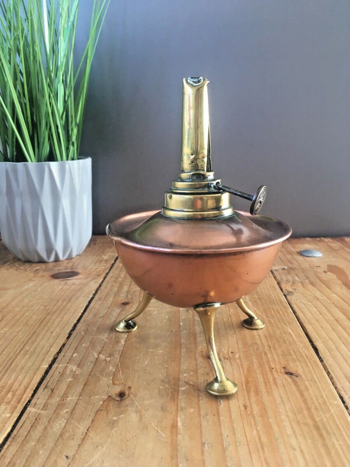 Superb C1890 Antique Arts & Crafts Copper & Brass Oil Lamp Burner W.A.S Benson photo vintage