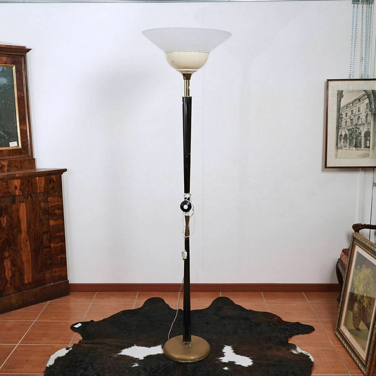 Floor Lamp Base In Metal And Lacquered Wood Ani 60