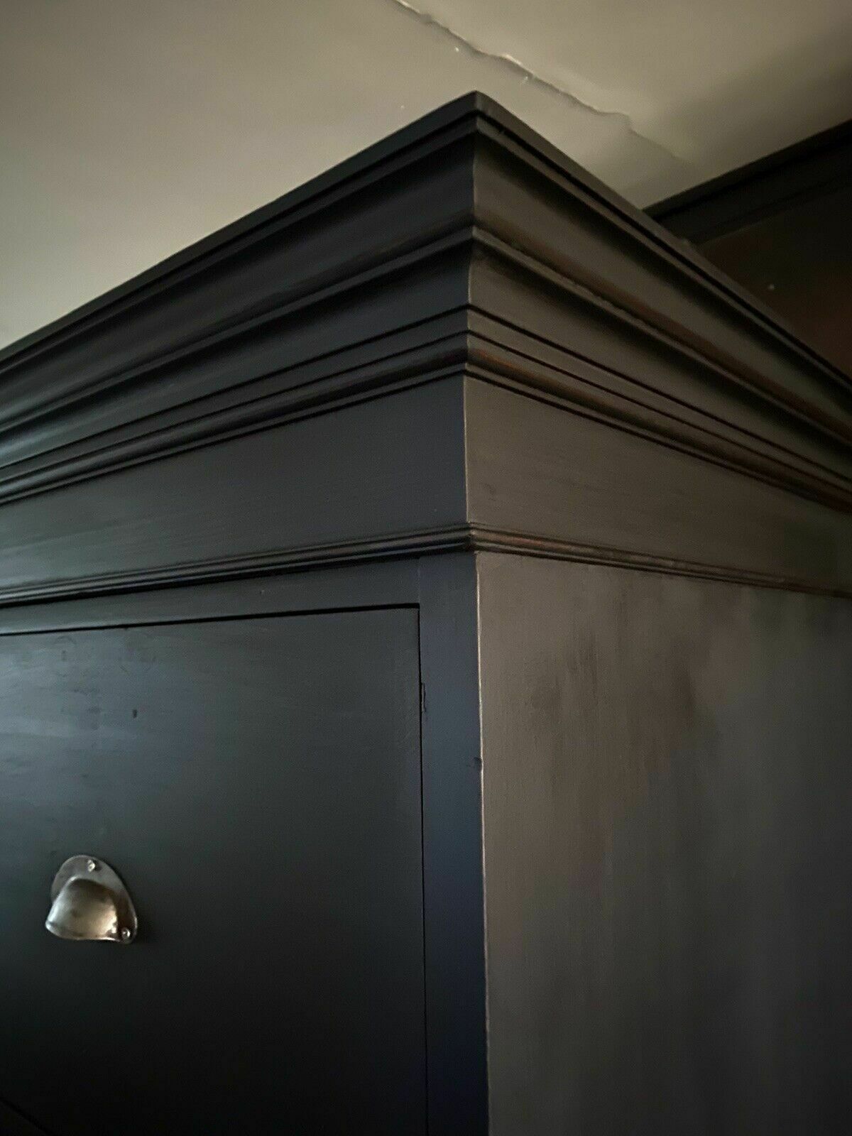 Vintage Repro Antique Style Mahogany Black Painted Chest On Chest Of Drawers photo vintage