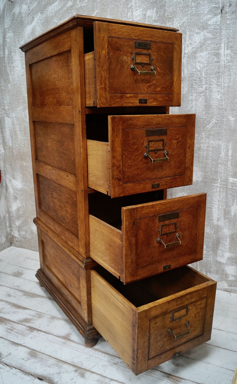 Antique Large Oak Filing Cabinet photo vintage