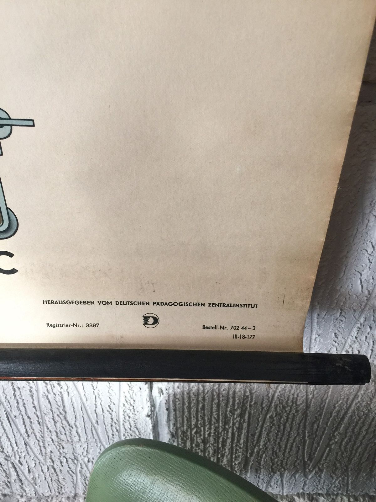 Vintage East German Roll Down Poster Of A Hydraulic Regulator By Volk Und Wissen, Berlin  photo 145.0