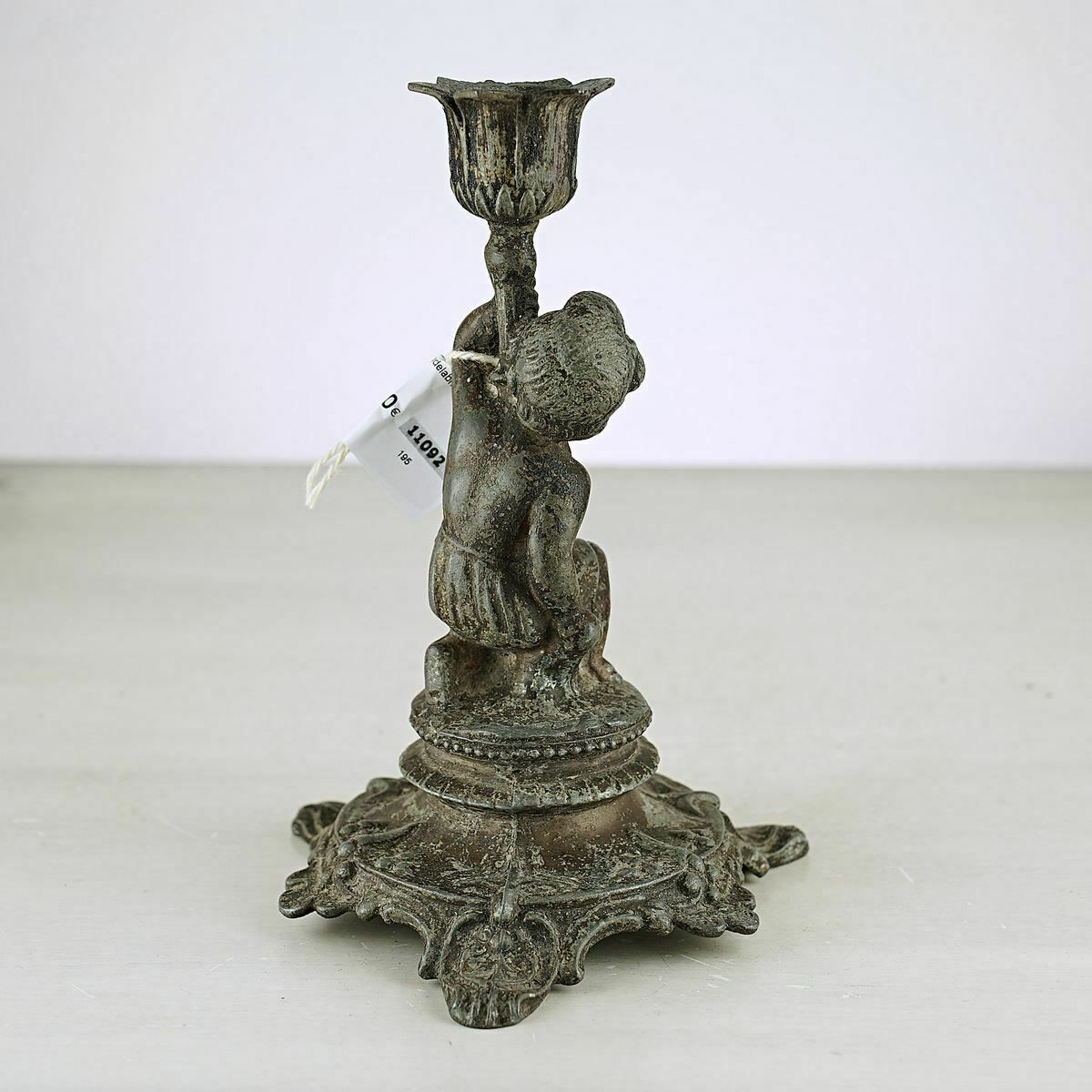 Pair Of Putti Candelabra In Metal photo for sale