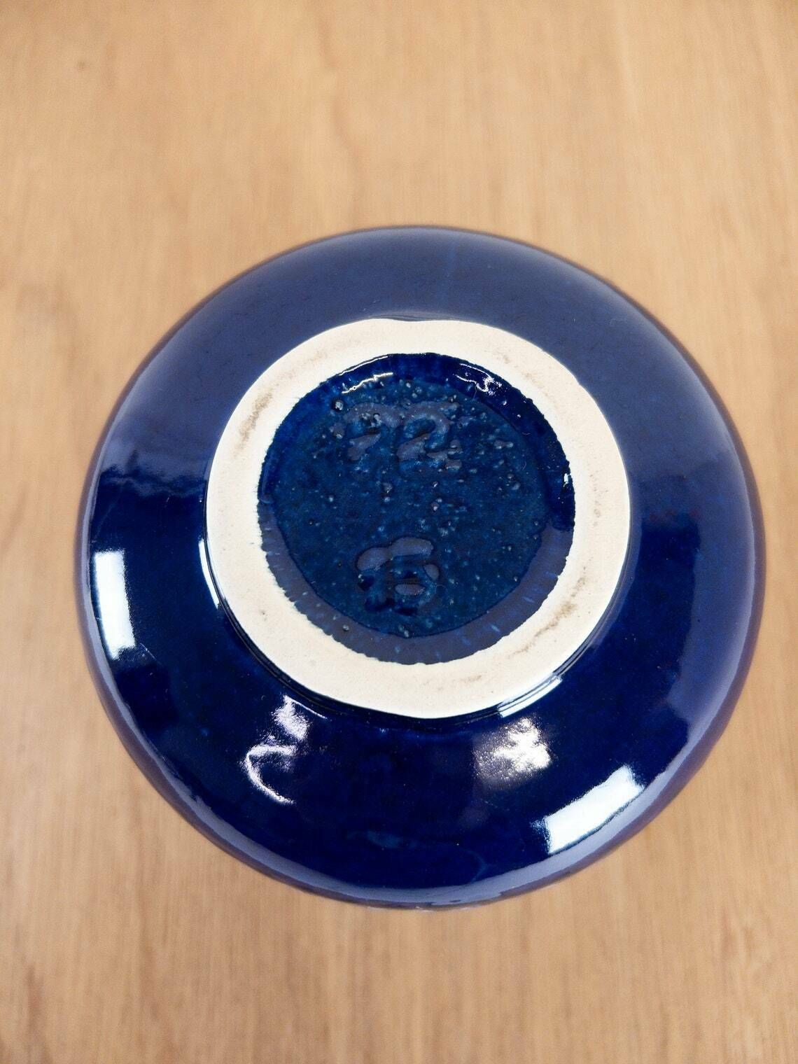 Schlossberg Vase With Ear Handle, Dark Blue And White Marble Decor photo buy