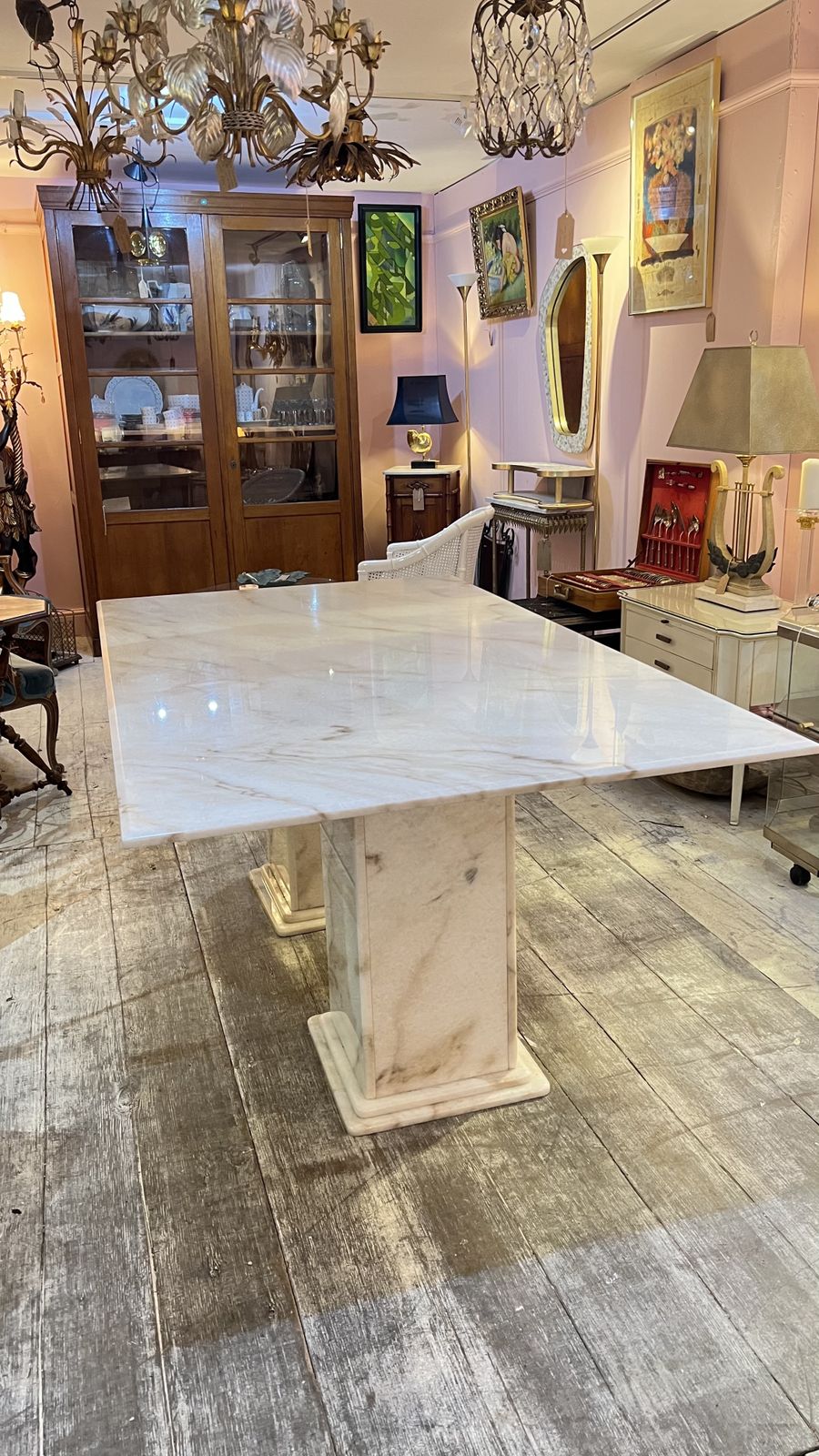 photo furniture Italian Midcentury Marble Dining Table