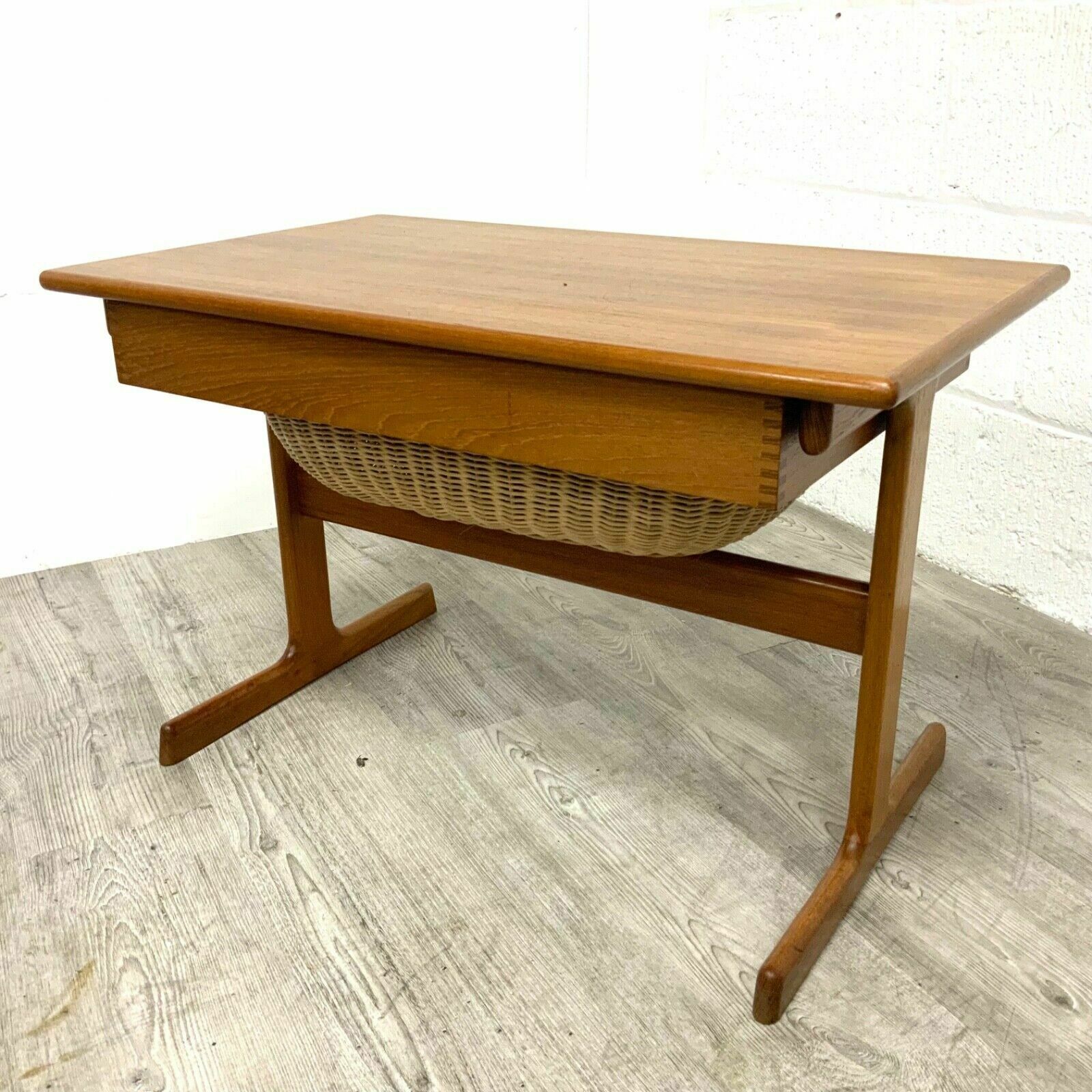 Danish Teak Sewing Table With Basket By Kia Kristiansen For Vilbjorg Mobelfrabik