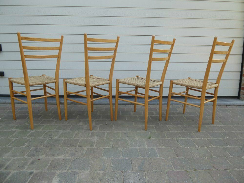 Vintage Italian Spinetto Style Beech Chairs, 1970s, Set Of 4 photo vinterior