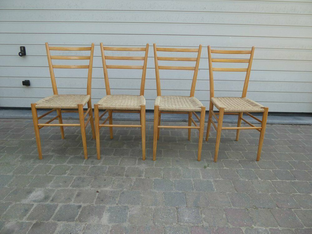 Vintage Italian Spinetto Style Beech Chairs, 1970s, Set Of 4 photo vintage