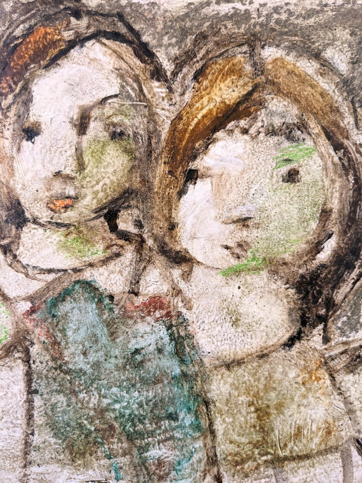 photo furniture Mid Century Modern Swedish Framed Figurative Oil Painting, 'The Children'