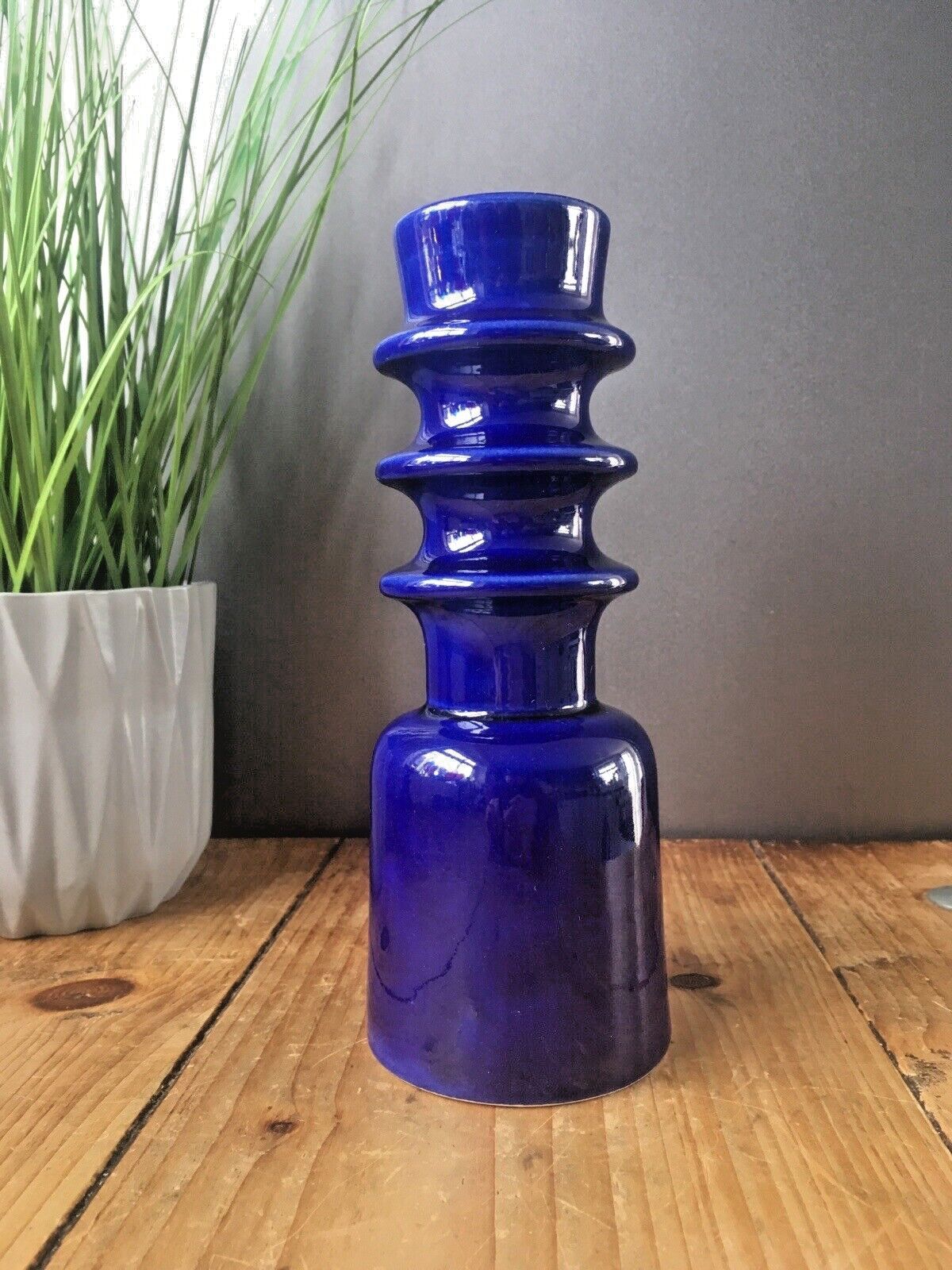 Rare Mid Century Modern 60's Hooped Scandi Style Cari Zalloni Steuler Keramik Candlestick Candle Holder 204/20 photo vinterior