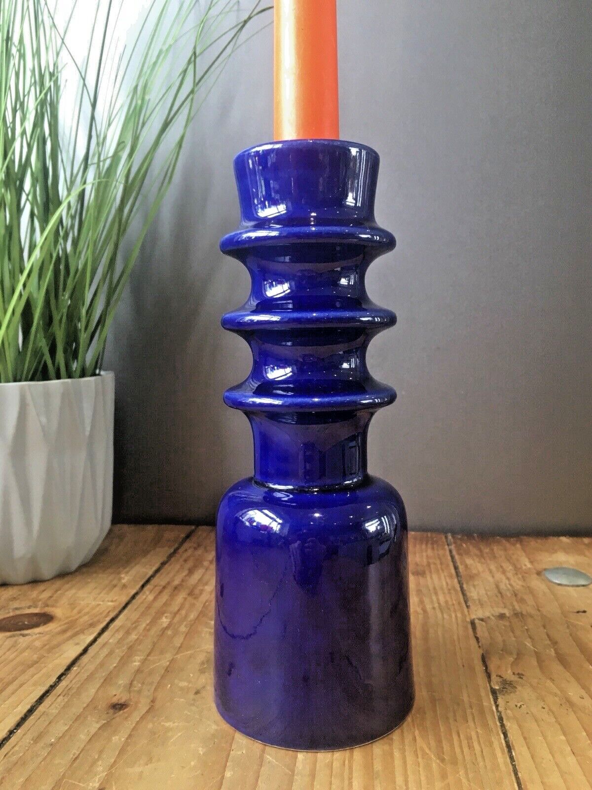 Home Decor Rare Mid Century Modern 60's Hooped Scandi Style Cari Zalloni Steuler Keramik Candlestick Candle Holder 204/20 photo