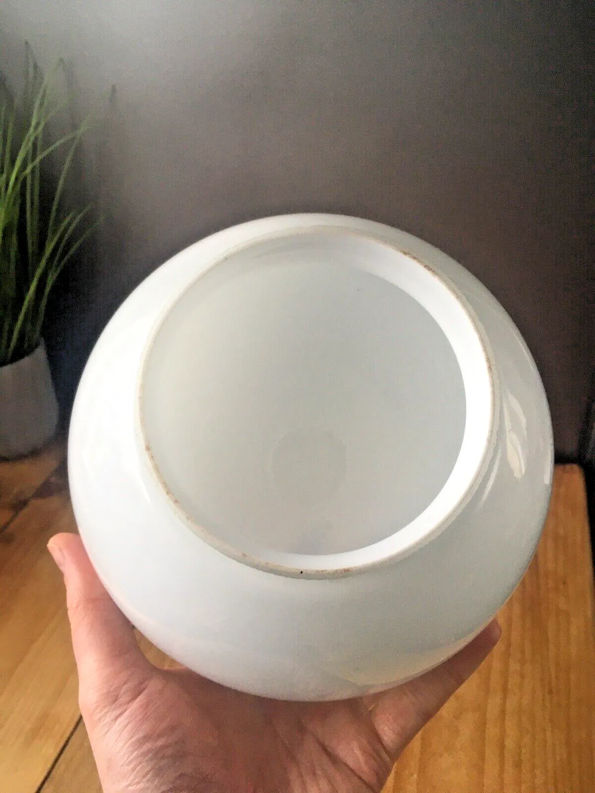 110.0 Art Deco Opaline Glass Globe Lamp Shade & Copper Gallery Ceiling Light Fitting photo