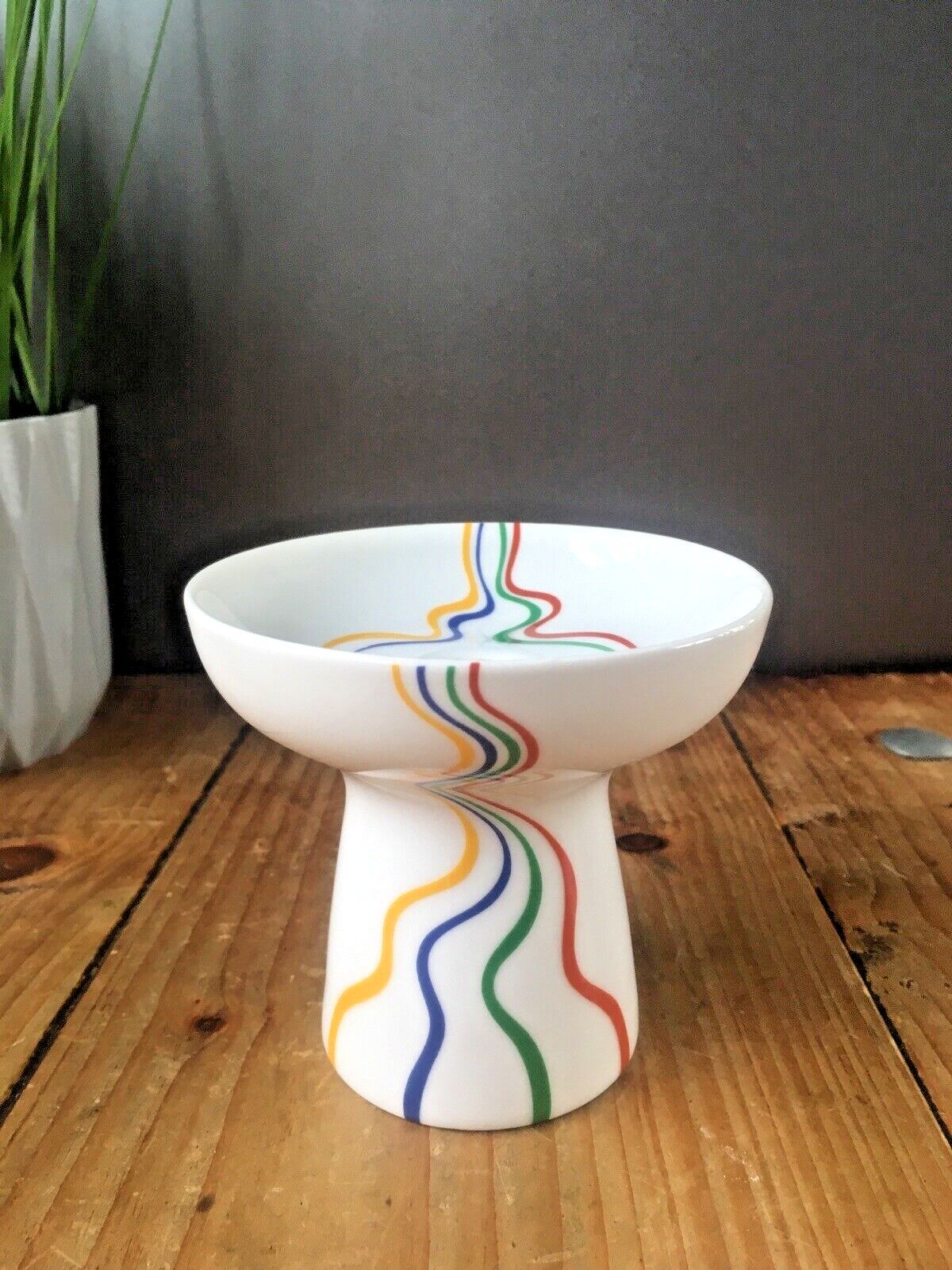 Retro 1981 Danish Royal Copenhagen Annual Candle Holder Striped Candlestick Mcm photo 50.0