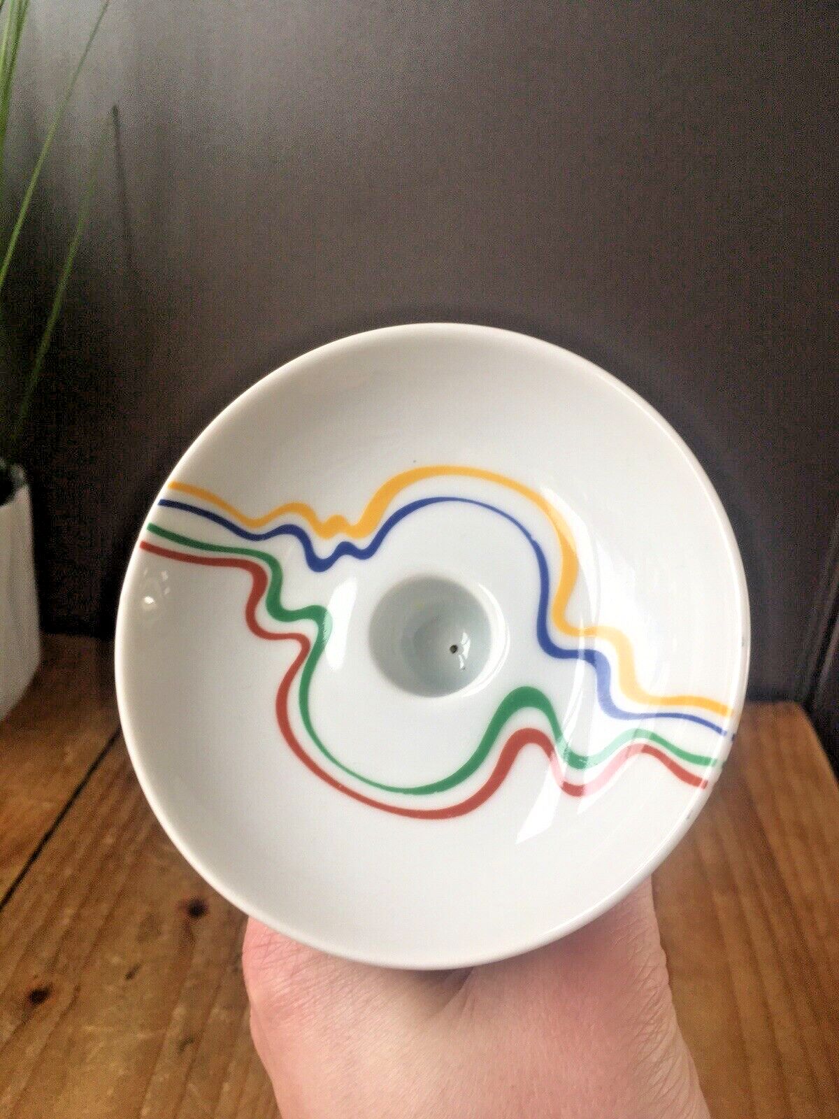 Retro 1981 Danish Royal Copenhagen Annual Candle Holder Striped Candlestick Mcm photo buy
