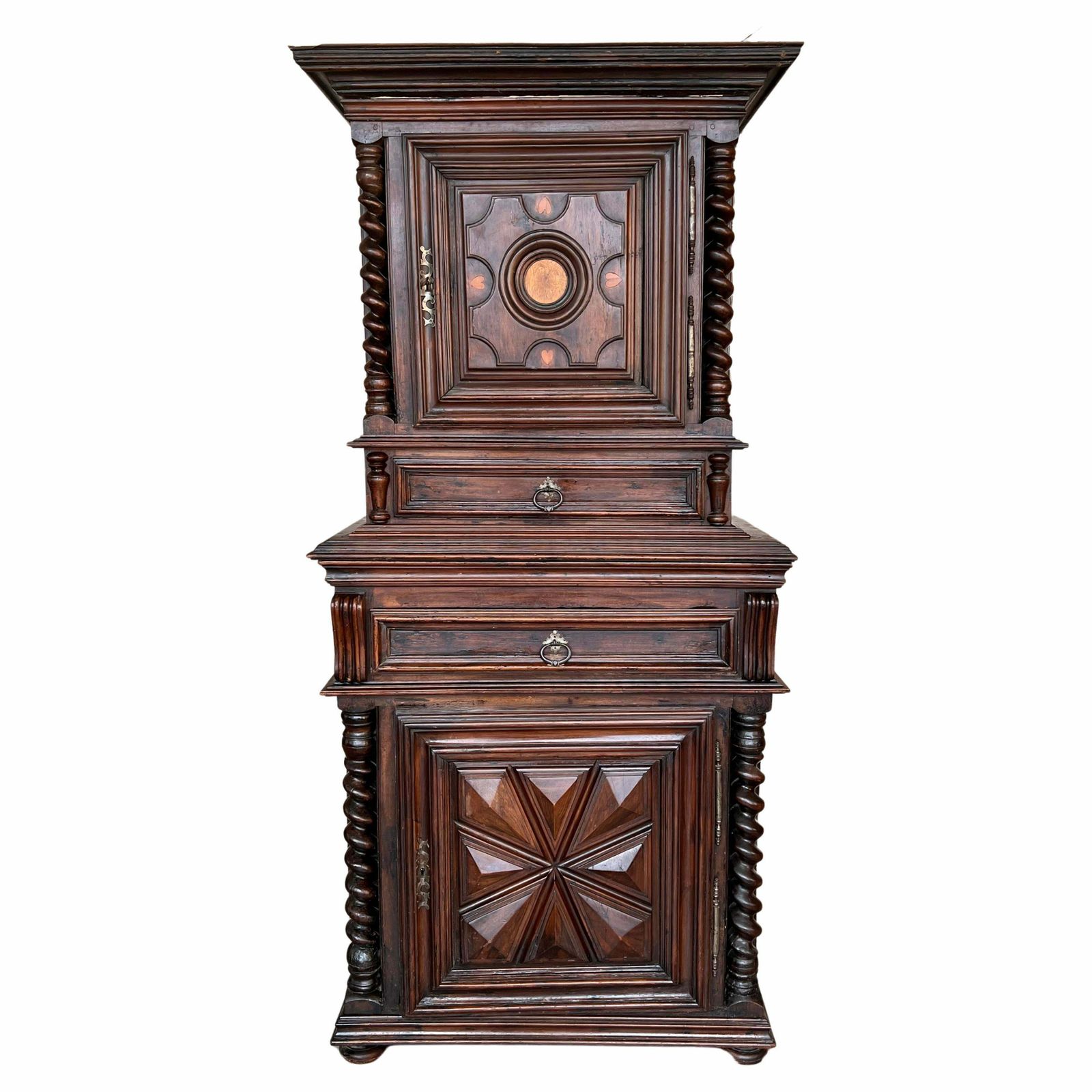 Antique 18th Century Oak Dutch Baroque Cushion Cabinet