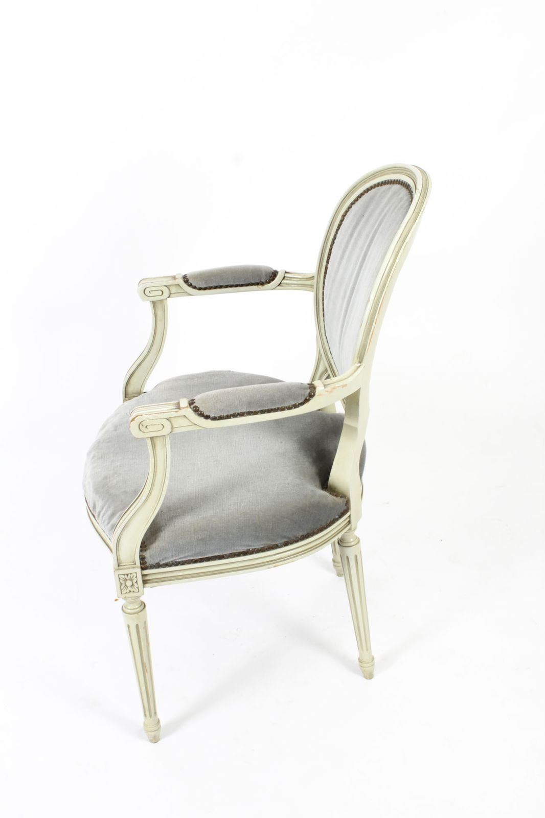1350.0 Antique Pair French Louis XVI Revival Painted Armchairs Early 20th Century photo