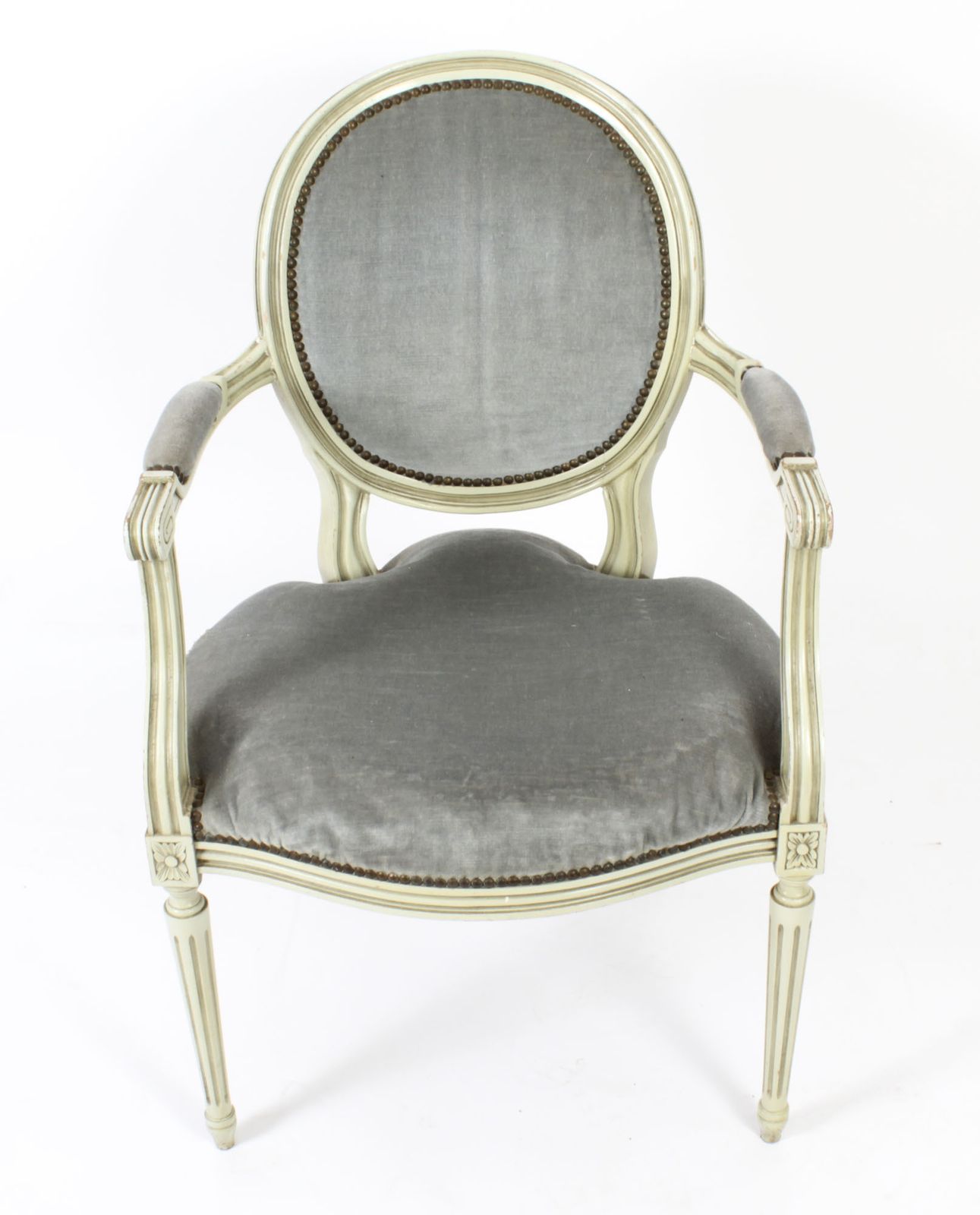 photo buy Antique Pair French Louis XVI Revival Painted Armchairs Early 20th Century