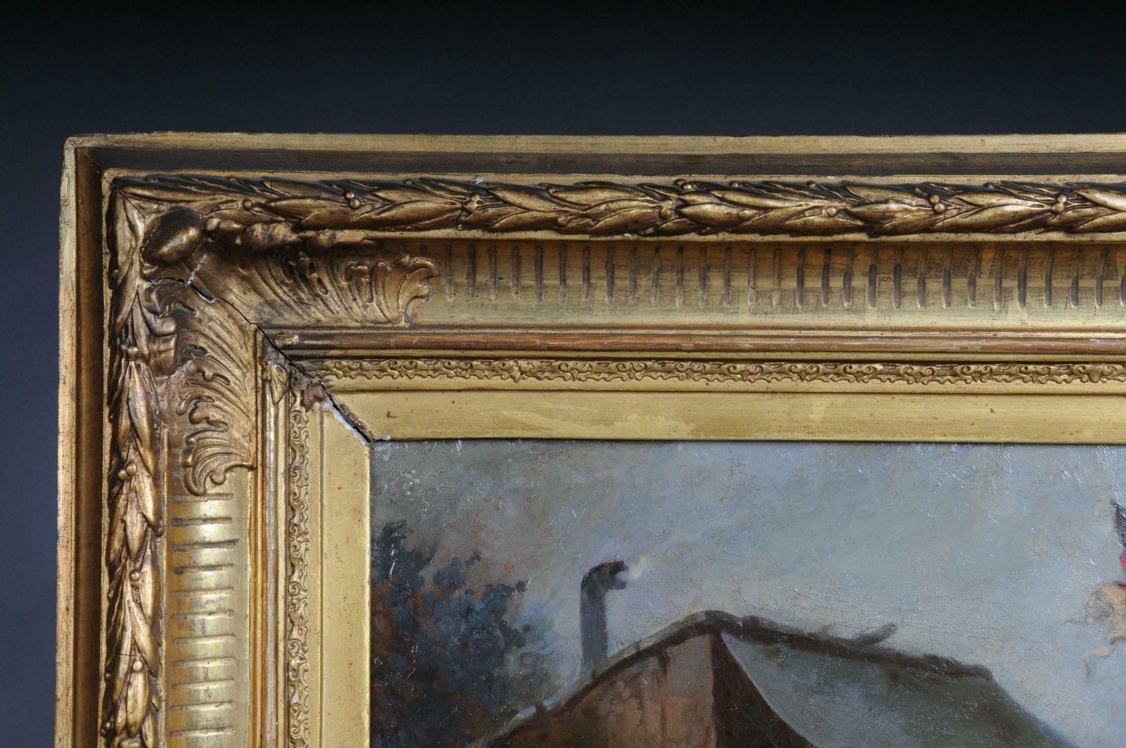 Oil Painting Ice Skating Of A Princess, Germany, 19th Century photo furniture