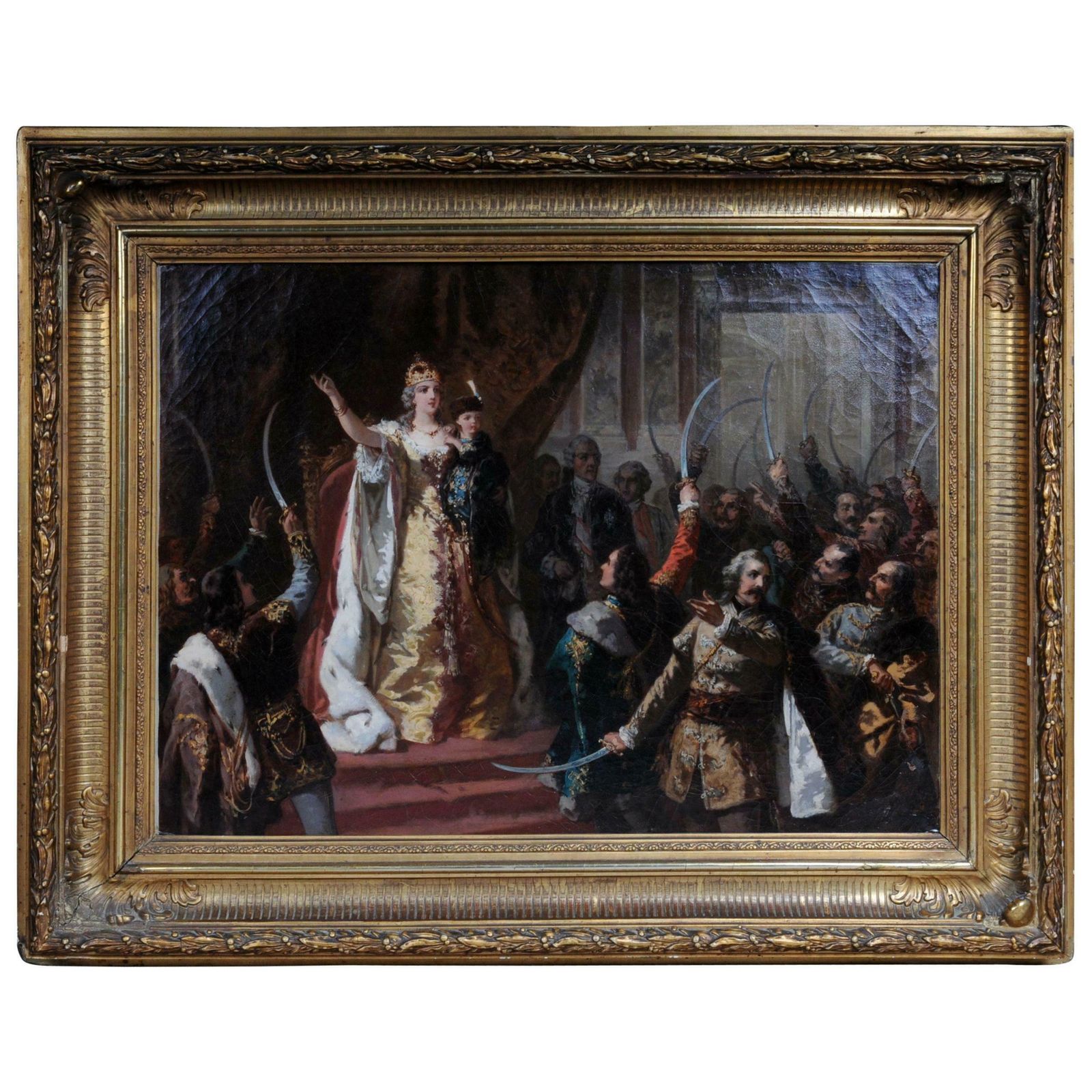 Oil Painting Empress Maria Theresa In Hungary, Circa 1860