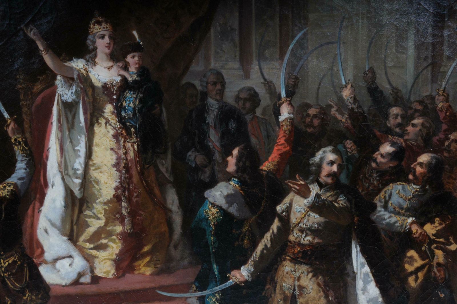Oil Painting Empress Maria Theresa In Hungary, Circa 1860 photo for sale