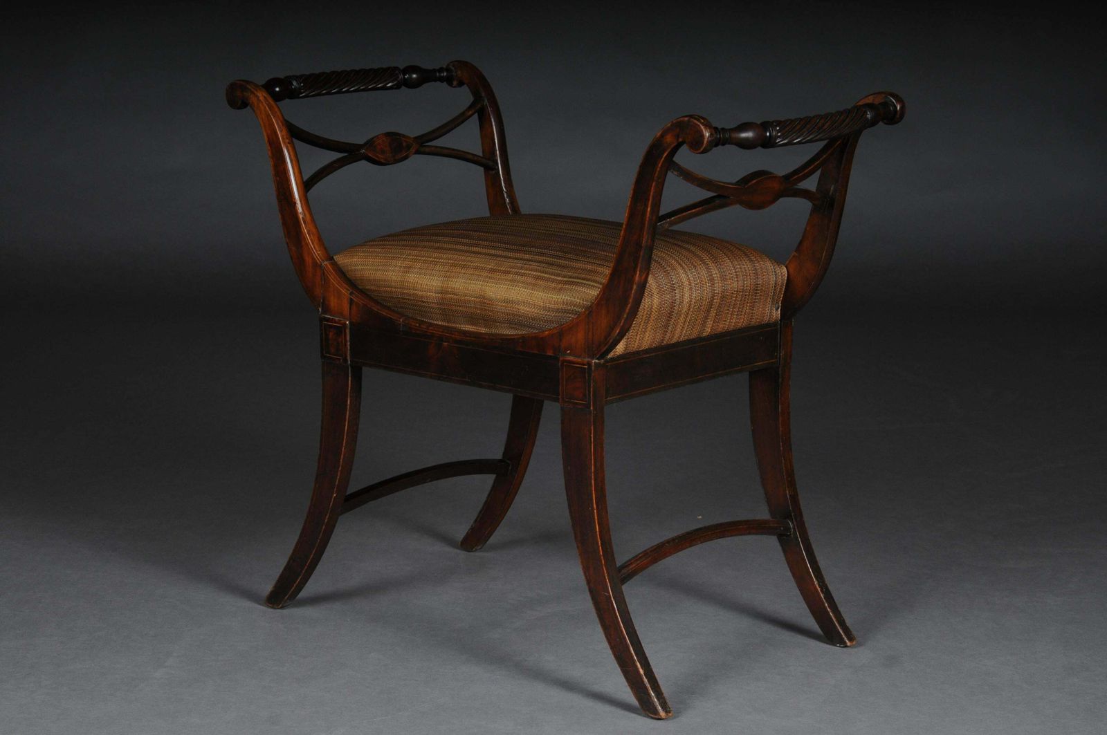 Antique Biedermeier Empire Gondola / Stool, Circa 1820, Horsehair photo for sale
