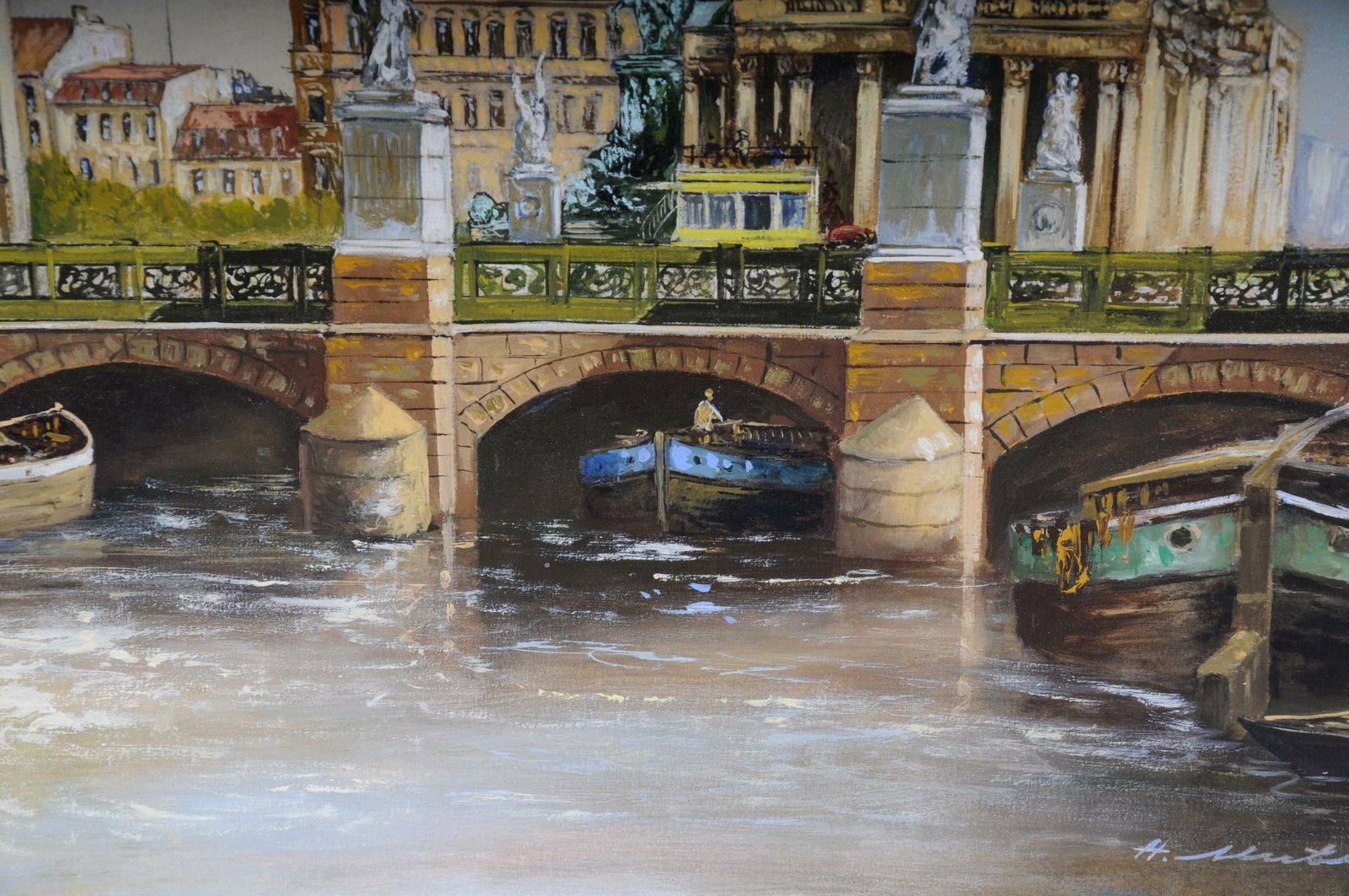 20th Century Oil Painting By Hermann Muth, Berlin City Palace photo vintage