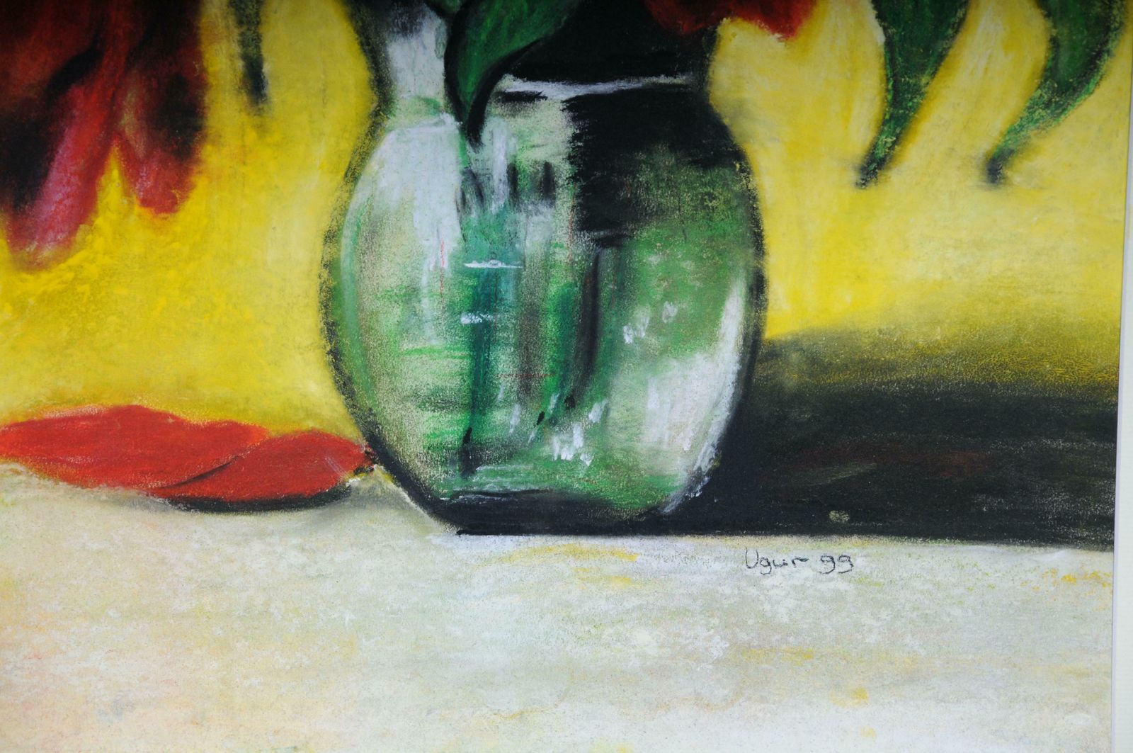 20th Century Tulips Still Life "Ephemeral Beauty) Pastel On Paper, Signed Ugur photo buy