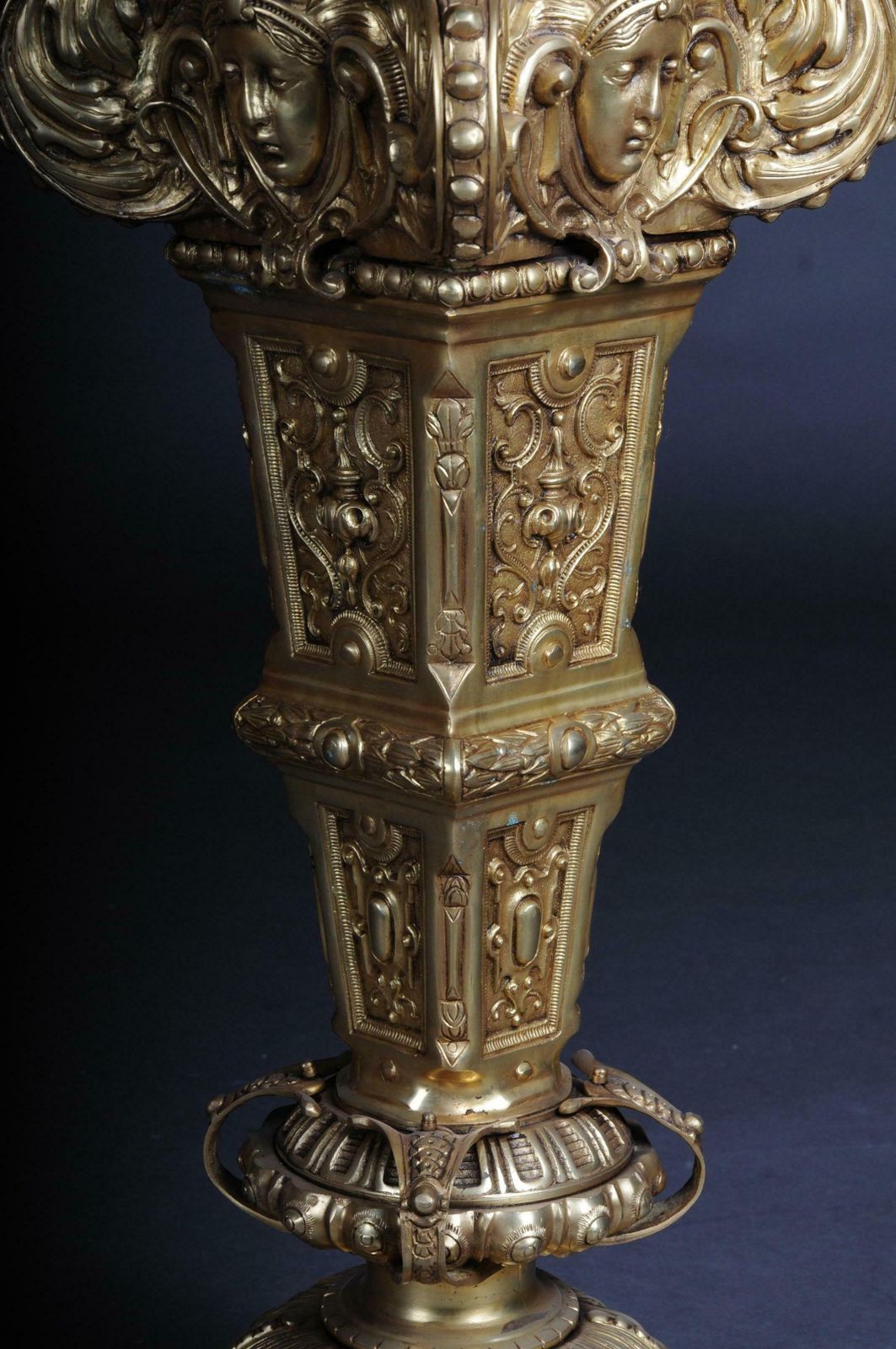 photo vinterior 20th Century Massive Finely Engraved Bronze Pillar Or Column, Gold