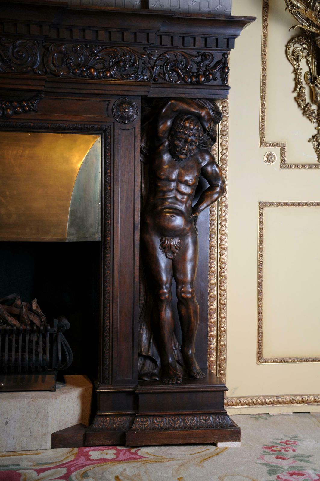 Monumental Figures Fireplace Neo Renaissance 19th Century Walnut photo vinterior