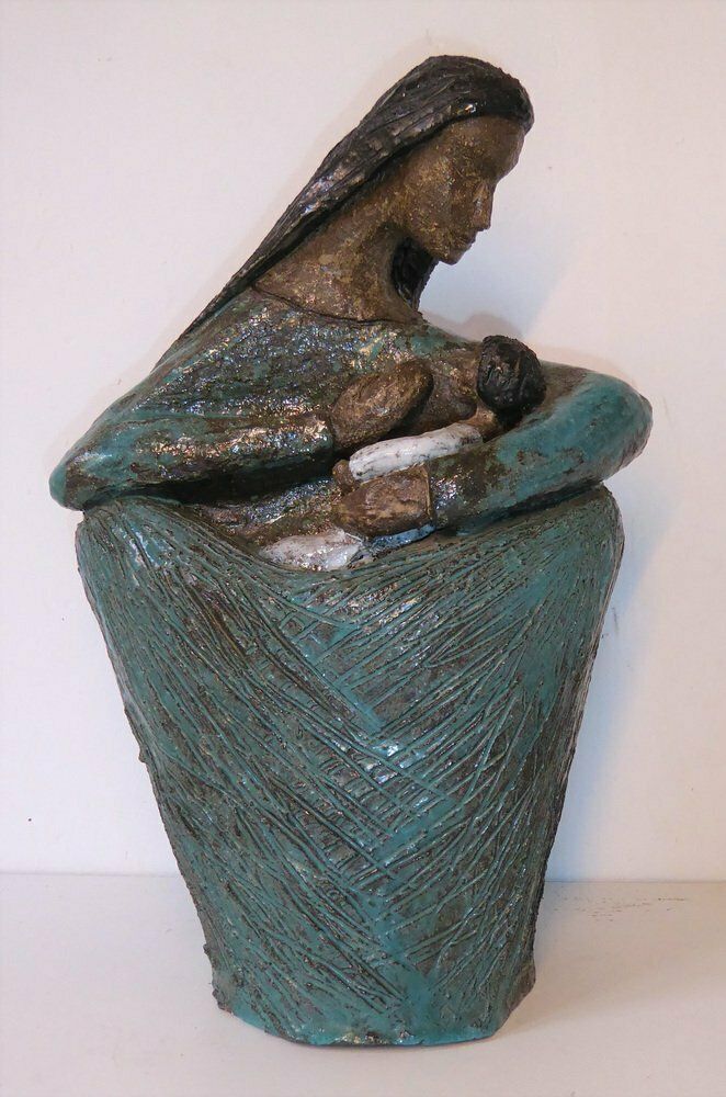 Large Ceramic Art Sculpture By Odette Dijeux For Namur, Belgium, 1950s