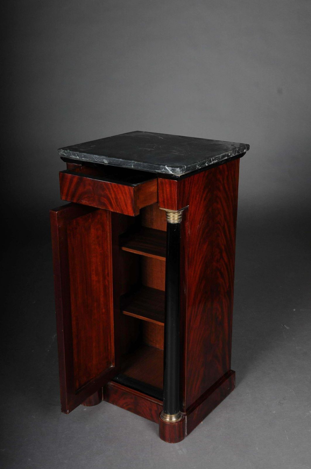 Classic Bedside Table, Side Table In Biedermeier, Mahogany, Left photo vinterior