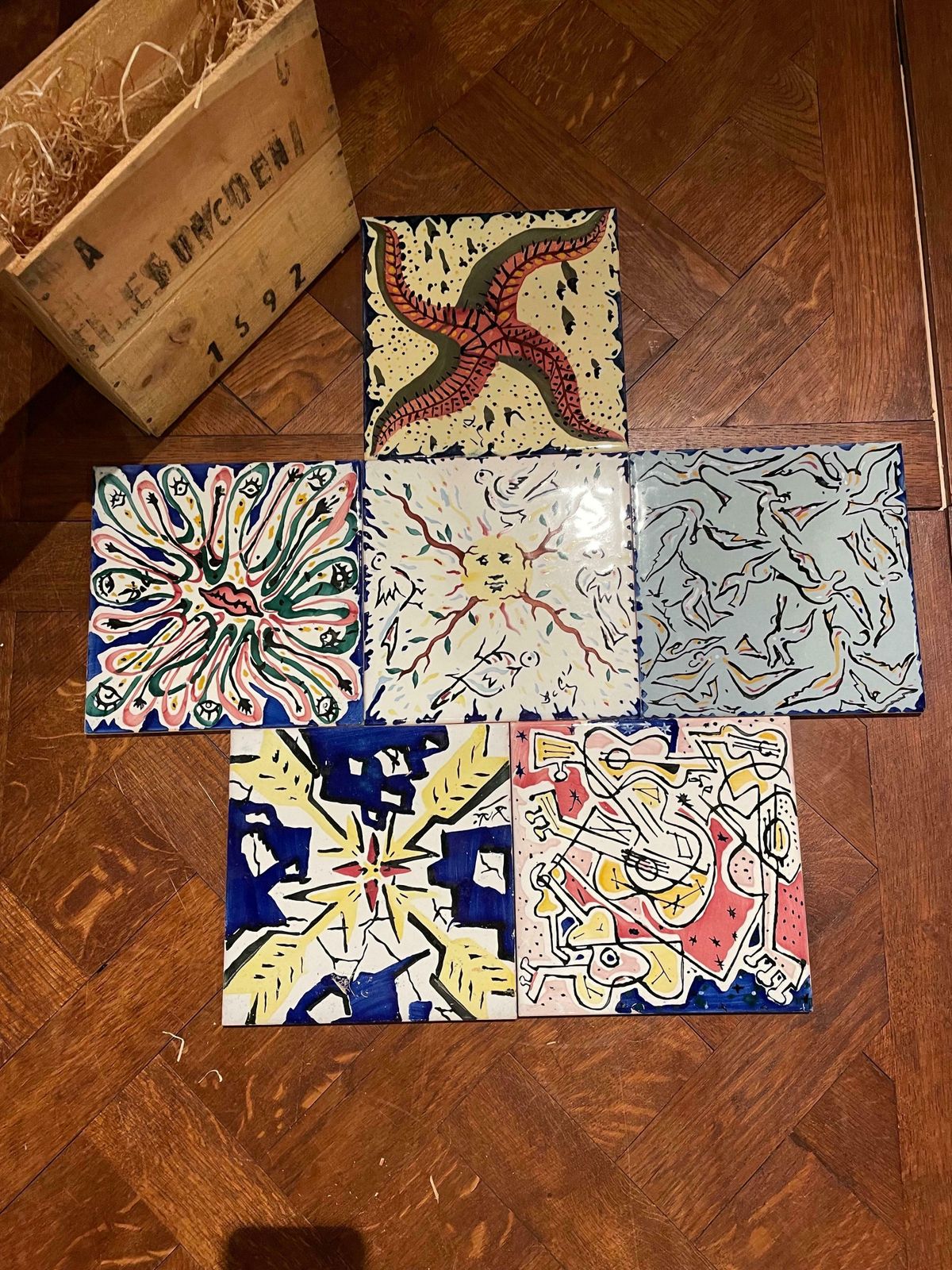 Salvador Dali “La Suite Catalane” Set Of 6 Dali Tiles, 1954 photo Home Fixtures