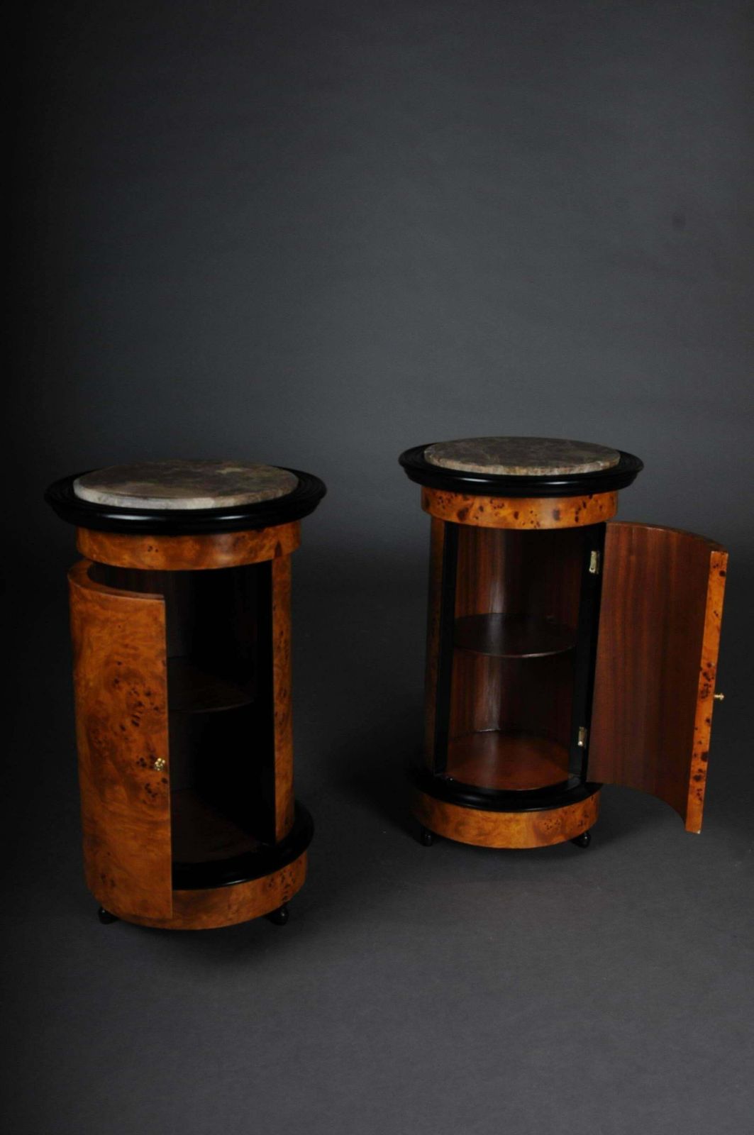 Tonneau, Bar Cabinet, Side Table In Biedermeier Maple Root photo Furniture