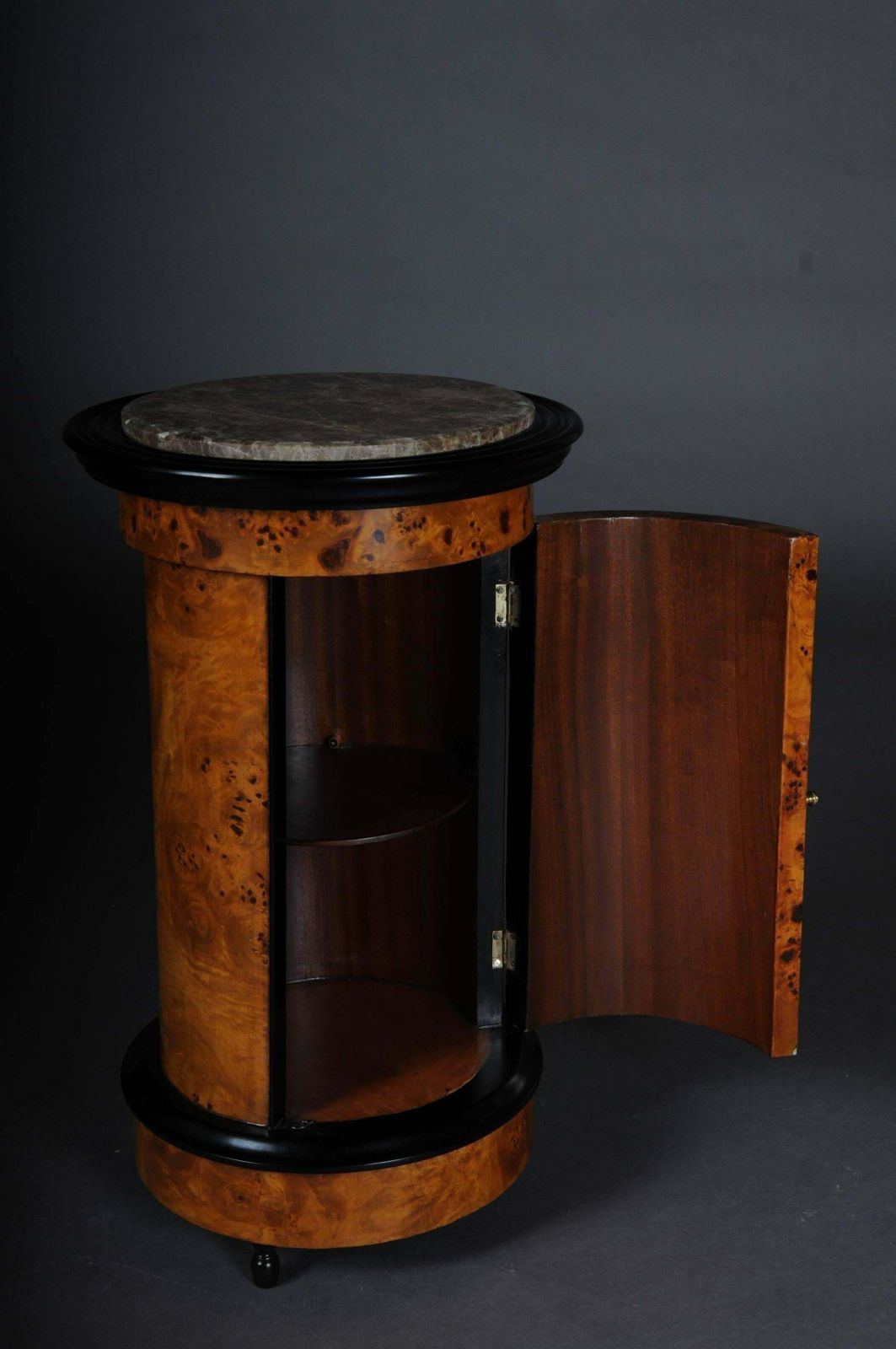 Tonneau, Bar Cabinet, Side Table In Biedermeier Maple Root photo vintage