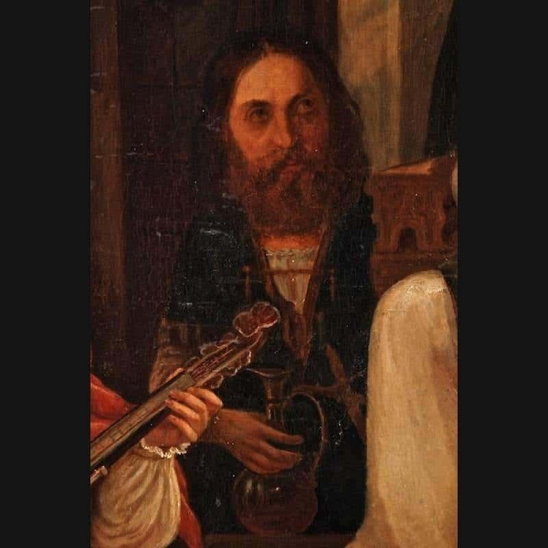 19th Century Baroque Oil On Canvas The King And The Musical Page By A. Sturm photo for sale